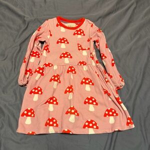 Mini Boden 6-7y Pink Red Mushroom Long Sleeve Sweater Sweatshiet Dress
